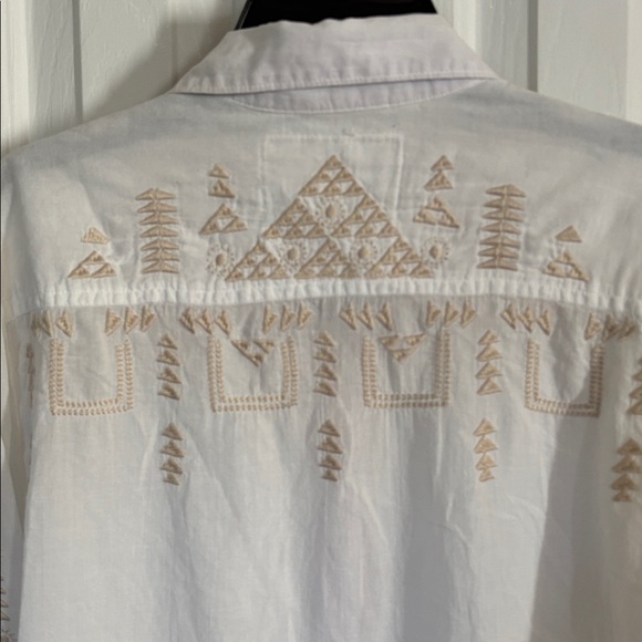 Johnny Was White and Tan Embroidered Shirt - Picture 8 of 8